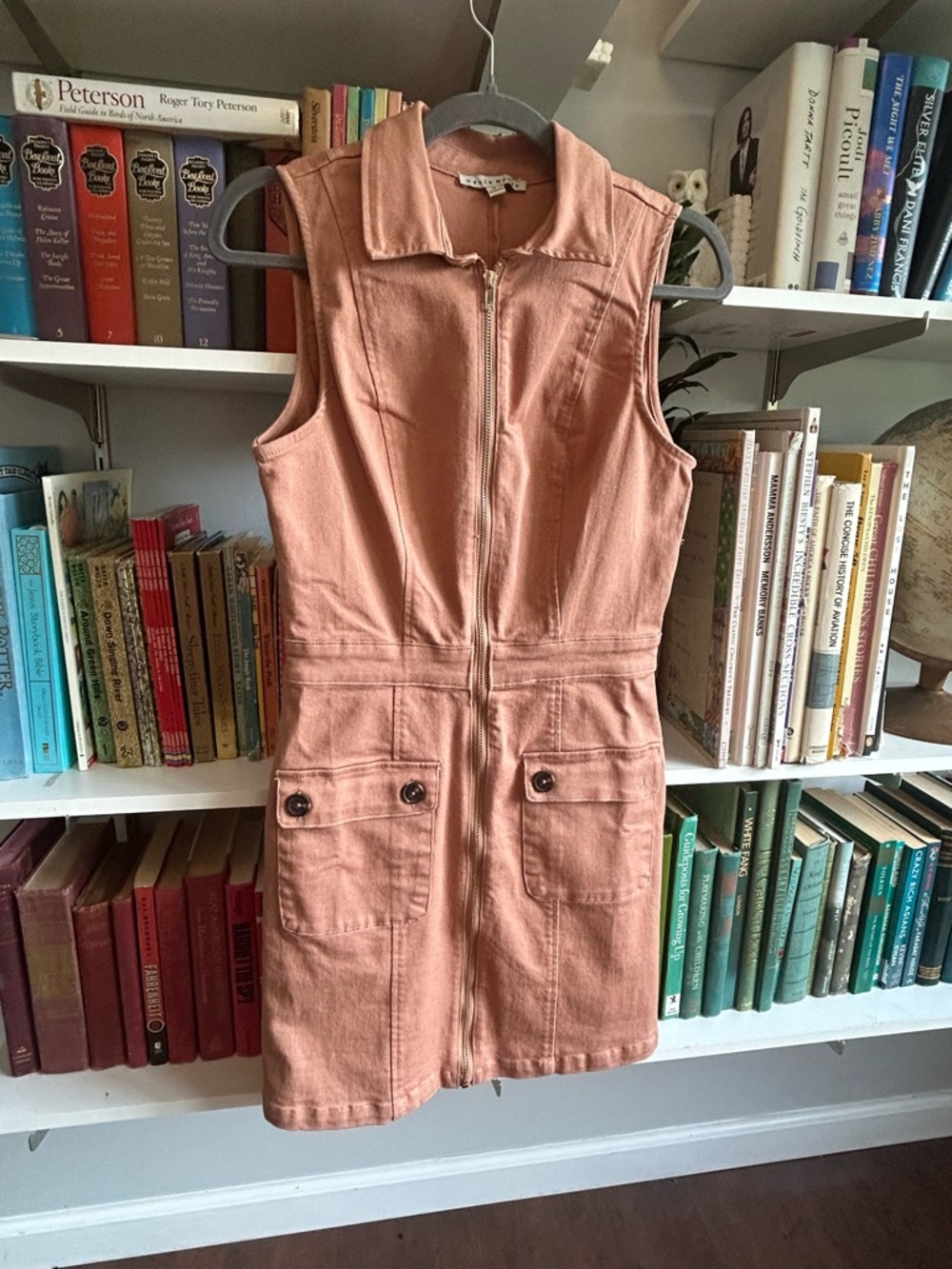 Haute Monde Peach Zip-Front Sleeveless Utility Dress